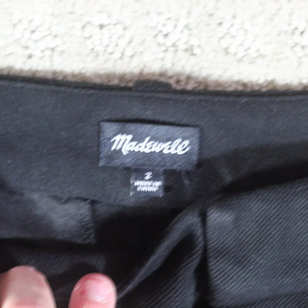 Madewell Size 2 Black Mid-Rise Straight Leg Twill Slacks